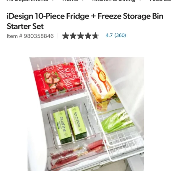 I'Design fridge and freezer storage bin 10 piece set